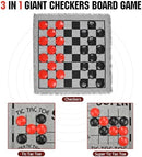 QuadPro 3 in 1 Giant Checkers Board Game & Tic Tac Toe Game Set