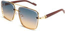 Dollger Square Aviator Sunglasses for Men and Women Fashion Metal Vintage Gradient Shades Sunglasses UV400 Protection | B:gradient Yellow | 60 Millimeters — 1