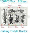 Afmivs Treble Fishing Hooks Freshwater Saltwater, 100pcs Treble Hooks for…