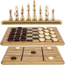 VAMSLOVE Wooden Chess Checkers Tic-Tac-Toe Game Set 11.5" x 11.5" Double-Sided…