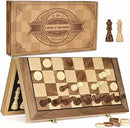 AMEROUS 15'' Magnetic Wooden Chess & Checkers Game Set -2 Extra Queens -24…