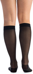EvoNation Women's Sheer Knee High 20-30 mmHg Open Toe Compression Stockings | Small | Black — 2