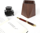 Black Walnut Wooden Pencil Box, Multiple-Use Desk Writing Stationary Organizer Wood Pen Holder Cups Office School Supplies Storage (Prismatic Shape) — 3