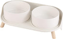 Elevated Ceramic Dog Bowl Set - Double Dog Feeding Bowls with Stand Splash Proof - Raised Dishes for Food and Water - Ideal for Small to Medium Dogs - 2 x 720 ml - 11.3 oz - White — 1