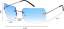 knliwkm Rimless Rectangle Y2k Sunglasses for Women Men Cute Small Clear Frameless Tinted Lens 2000S Fashion Shades Butterfly | Silver, Gradient Blue — 7