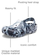 Crocs Unisex Adult Classic Marbled Tie-dye Clogs – White/Black — 3