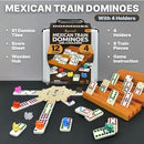 Mexican Train Dominoes Set with 4 Holders - Dominoes Double 12 with Wooden Hub…