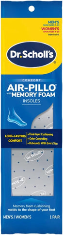 Dr. Scholl's Air-Pillow with Memory Foam Insoles, Men's Size 7-13, Women's Size 5-10, (Formerly Double Air-Pillow), 1 Pair — 1