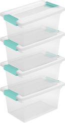 Sterilite Clip Box, Stackable Clear Plastic Bins - Medium, 4-Pack — 1