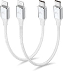 2Pack Short USB C to Lightning Cable 1ft, PD USB C to iPhone Charger Cable MFi Certified, Nylon Braided Short iPhone Charger Cord Fast Charging for iPhone 14 13 12 11 Pro Max XR XS X 8 Plus SE iPad 1