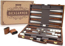 AMEROUS Backgammon Set, 15 Inches Classic Board Game with Leather Case,…