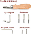 Leather Groover Tool(Natural Color), 7 in 1 Adjustable Stitching Groover — 3