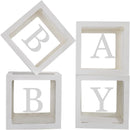 Baby Boxes with Letters for Baby Shower,Baby Shower Gender Reveal Decor | 4 Count (Pack of 1) — 1