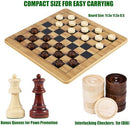 VAMSLOVE Wooden Chess Checkers Tic-Tac-Toe Game Set 11.5" x 11.5" Double-Sided…