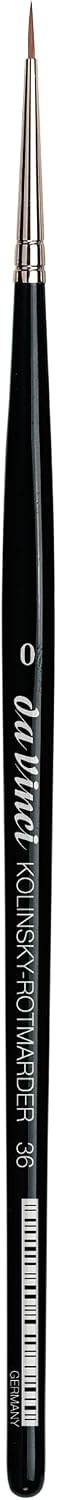da Vinci Watercolor Series 36 Paint Brush, Round Russian Red Sable with Black Handle, Size 0 — 1
