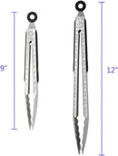 304 Stainless Steel Kitchen Cooking Tongs, 9" and 12" Set of 2 Sturdy Grilling Barbeque Brushed Locking Food Tongs… — 4