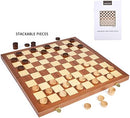 VAMSLOVE 15inch Checkers Folding Wooden Game Set, 100 Square Checkerboard…