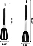 Cooking Tongs 9" and 12" Stainless Steel Kitchen Silicone Serving Tongs — 6