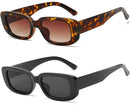 Rectangle Sunglasses for Women Men Trendy Y2K 90s Square Sun Shades UV400 | A:black and Leopard Brown — 1