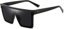 Dollger Square Oversized Sunglasses for Women Men Fashion Flat Top Big Black Frame Shades | Black Frame Black Lens — 1