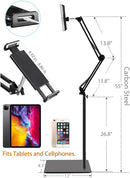 BluuSuuk Tablet Floor Stand with Double Weight Base, Overhead Bed Phone Mount Height Adjustable Arm Stretchable Stand Holder, Compatible with iPad Mini Air Pro, Galaxy Tab, Kindle, Switch, Cell Phones photo 6
