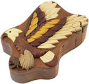 Flying Eagle - Natural Wood Intarsia Puzzle Box - Handcrafted with Secret Compartment — 3