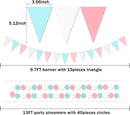 Gender Reveal Decorations Blue Pink - 23pcs Tissue Paper Flowers Pom Poms Banner Tassel Garland Streamers Baby Gender Reveal Theme Decor White Birthday Hanging Decor Ideas Supplies | Blue Pink White — 3
