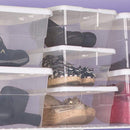 Sterilite 6 Qt Storage Box, Stackable Bin with Lid, Plastic Container to Organize Shoes and Crafts on Closet Shelves, Clear with White Lid, 1-Pack — 4