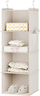 YOUDENOVA Hanging Closet Organizer and Storage for Clothes, 4-Shelf, Beige — 1
