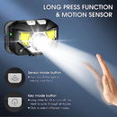 LHKNL Rechargeable LED Headlamp, 2-Pack, Motion Sensor, 8 Modes
