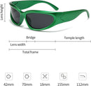 SOAR&EAGLE Y2K 3Pack Polarized sunglasses Wrap Around Men's Women's sunglasses Fashion Sport Shades Sun Glasses | Silver Framed Gray Flakes, Black Framed Gray Flakes，green Fr — 5