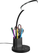 LED Desk Lamp for College Dorm with Pen Phone Holder, Black — 8