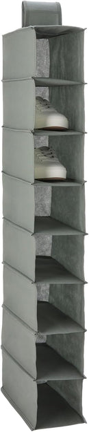 Amazon Basics 8-Tier Hanging Closet Shelf Shoe Organizer, Space Saving Storage, Foldable, 11.5 x 41 x 5.5 in, Dark Grey — 1