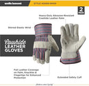 Wells Lamont Men's 2-Pack Cowhide Safety Cuff Leather Work Gloves, Large
