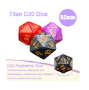 55mm Giant D20 Dice Large DND 20 Sided dice Sets for Dungeons and Dragons RPG MTG Table Games 3 pcs Black Red Purple