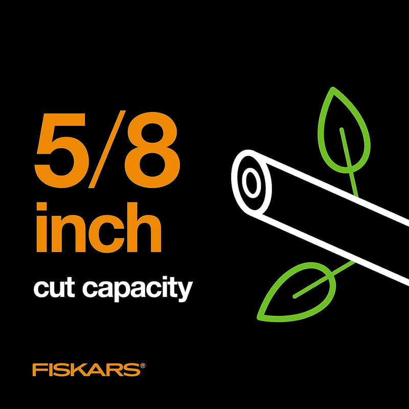 Fiskars Bypass Pruning Shears 5/8 inch Garden Clippers - Plant Cutting Scissors with Sharp Precision-Ground Steel Blade