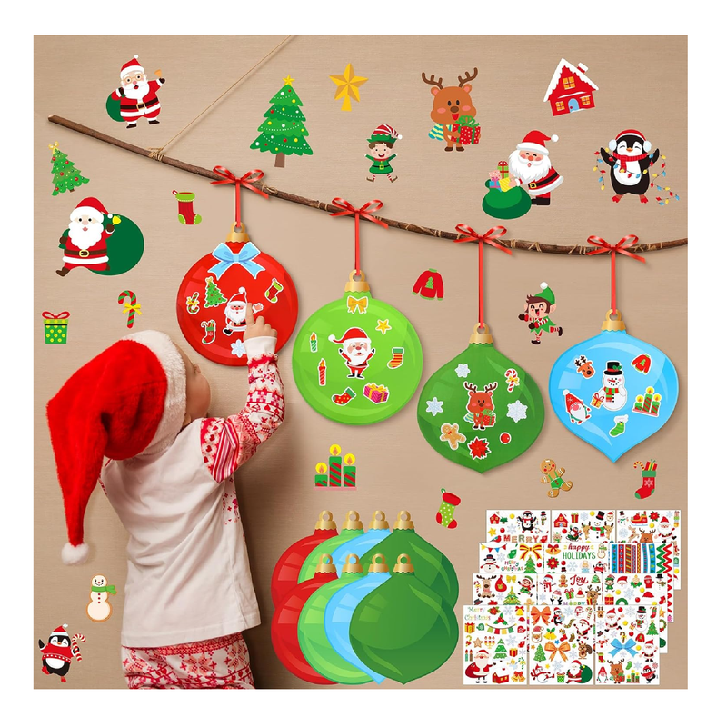 7.66 x 6.3 Inch Large 24 Pcs Christmas Cutouts and 12 Pcs Stickers for Kids Christmas Lanterns Crafts DIY Xmas Lantern Cutouts Mini Christmas Lantern Paper Cuts for Classroom Bulletin Board Supplies