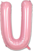 40 Inch Pastel Pink Letter Balloon U, Giant Custom Alphabet U Foil Balloon Baby Pink, Mylar Balloons Light Pink for Girls, Helium Alphabet U Balloons for Women Girls Birthday Party Decorations | Letter U — 1