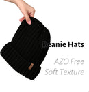 FURTALK Winter Hats for Women Fleece Lined Beanie Knit Chunky Womens Snow Cap - Black — 4