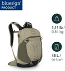 Osprey Sportlite 15L Lightweight Hiking Backpack, Blue OS | Serenity Blue — 2