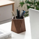 Black Walnut Wooden Pencil Box, Multiple-Use Desk Writing Stationary Organizer Wood Pen Holder Cups Office School Supplies Storage (Prismatic Shape) — 4