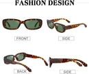 Rectangle Sunglasses for Women Men Trendy Y2K 90s Square Sun Shades UV400 | Leopard Green Lens and Black — 5