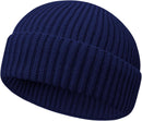 Wool Fisherman Beanies for Men Women Short Cuff Knit Beanie - Blue — 1