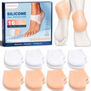 Silicone Heel Protectors, 16 PCS / 8 Pairs Soft Heel Cushion Sleeves, Washable Reusable Heel Pads with 6 Vent Holes, Heel Cushion Cups for Shoes, Daily Foot Comfort Support, 8 White + 8 Nude — 1