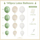 CROSSFINGERS Sage Green White Balloon Garland Arch Kit,145pcs Green Sand White Balloons Different Sizes for Birthday Baby Shower Gender Reveal Bridal Weddings Party Decoration — 4