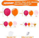 Pink and Orange Balloon Arch Kit, ADOINBY 161Pcs Hot Pink Orange Metallic Gold Latex Balloon Garland kit, 18 12 10 5 Inch Different Size Balloons for Birthday Baby Shower Wedding Party Decorations | Pink and Purple — 2