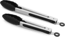 2 Pack Silicone Kitchen Tongs, 9 & 12 Inch, Stainless Steel, Black — 1