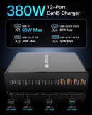 12 Ports Aluminum Alloy MEKIOJEO 380W Charging Station USB C Charger Block photo 4
