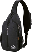 WATERFLY Crossbody Sling Backpack Sling Bag Travel Hiking Chest Bag Daypack (Black) | Small — 1