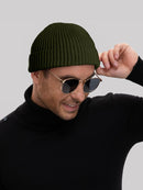 50% Wool Knit Short Fisherman Beanie for Men Women Warm Winter Hat — 3
